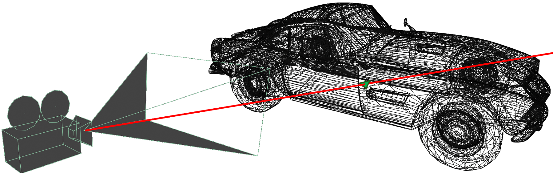 A visualization of the ray-triangle intersection process